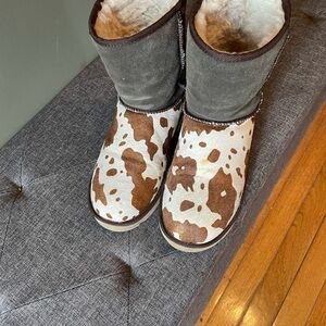 Super Lamb Cow Print Shearling Boots